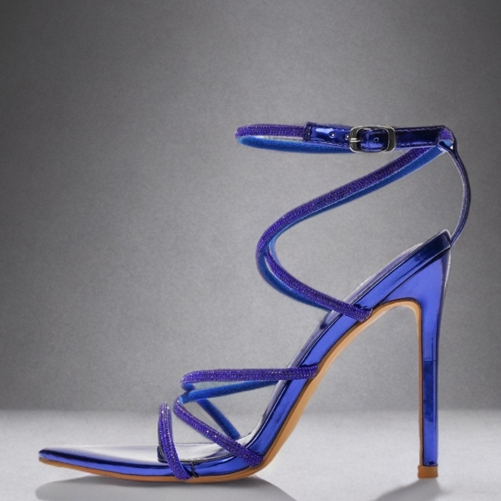 NETTLE - Electric Blue Rhinestone Heels by CAPE ROBBIN - Picture 6 of 15